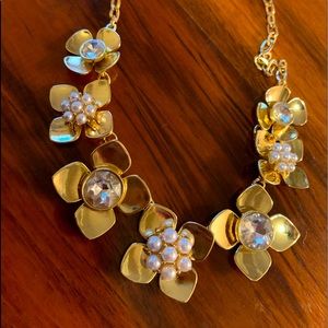 Ann Taylor Pearl and Rhinestone gold Necklace